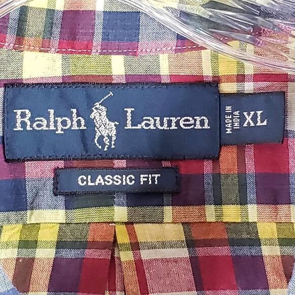 Polo Ralph Lauren Shirt Oxford Mens Size XL Plaid Button Down SS Collared - Picture 7 of 10
